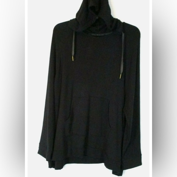 Koolaburra by UGG French Terry Lounge Hoodie Sz BlackModern Top w Pockets Small - Picture 1 of 6